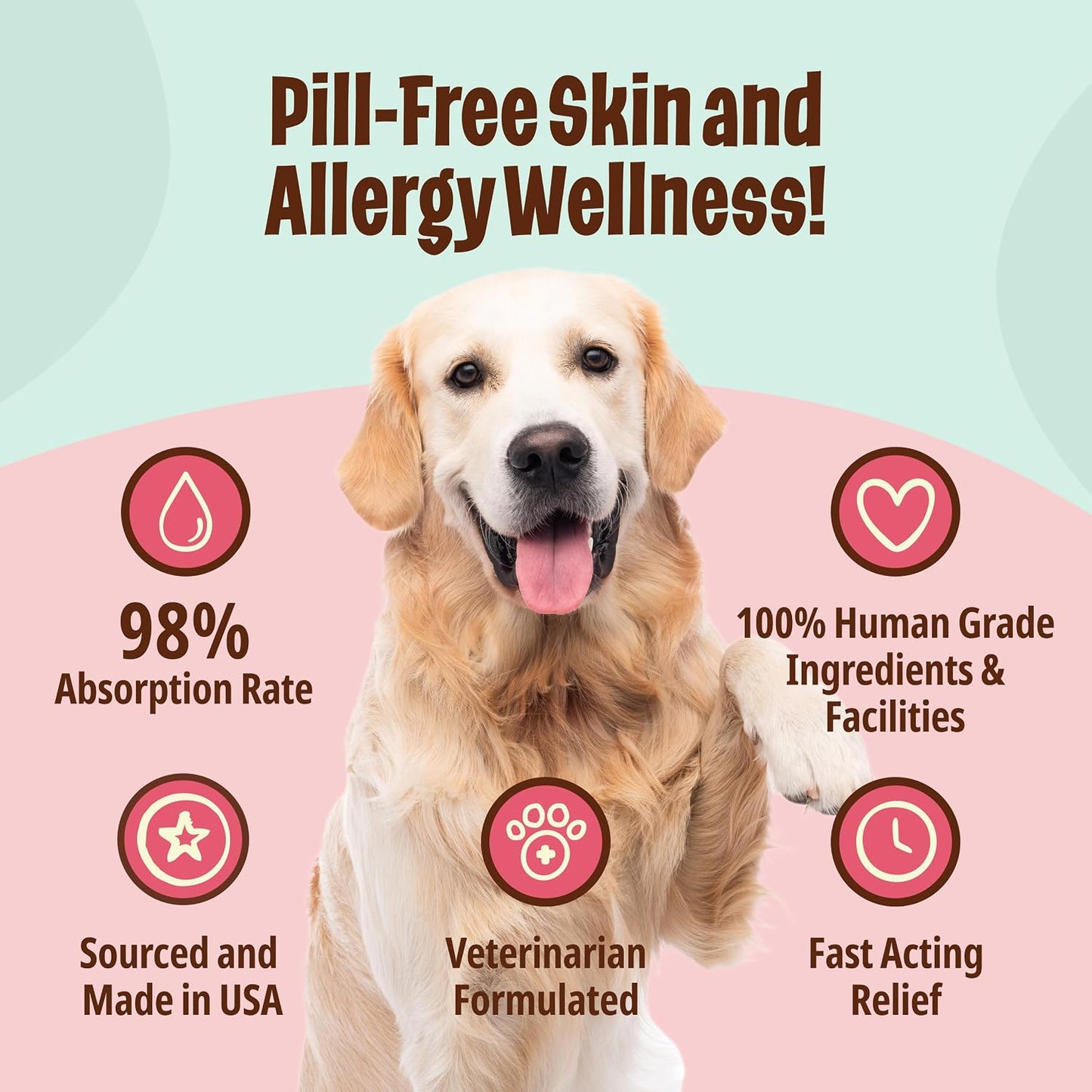 Licks Skin & Allergy - Skin, Coat & Seasonal Allergy Support for Dogs - Omega-3, Turmeric, Inositol & Vitamin C - Pill-Free Pet Gummies - Chicken Flavour - 90 Count - görsel 4