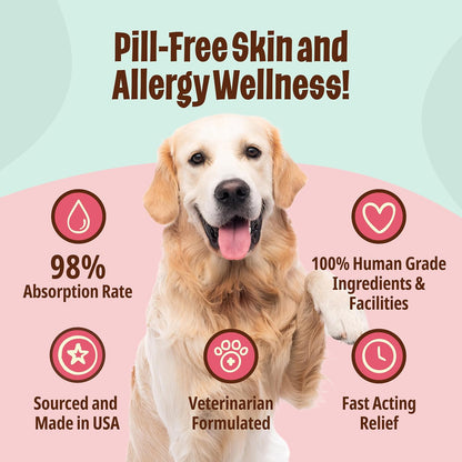 Licks Skin & Allergy - Skin, Coat & Seasonal Allergy Support for Dogs - Omega-3, Turmeric, Inositol & Vitamin C - Pill-Free Pet Gummies - Chicken Flavour - 90 Count