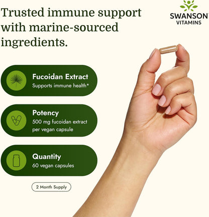 Swanson Maximum Strength Fucoidan Extract Immune Support - 500 mg, 60 Vegan Capsules