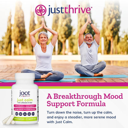Just Thrive Just Calm - Cortisol Manager with Probiotic BL 1714 & B Vitamins - Vegan Mood & Memory Support - 30 Capsules