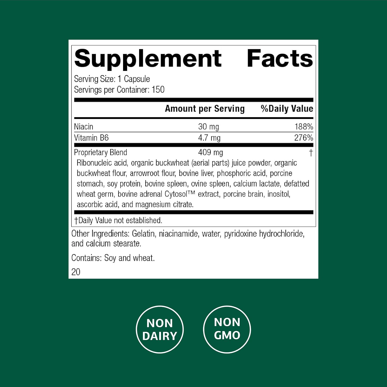 Standard Process Circuplex - Vascular & Nervous System Support - Blood Health Supplement with Niacin & Vitamin B6 - Non-Dairy, Whole Food-Based Supplement - 150 Capsules - görsel 2
