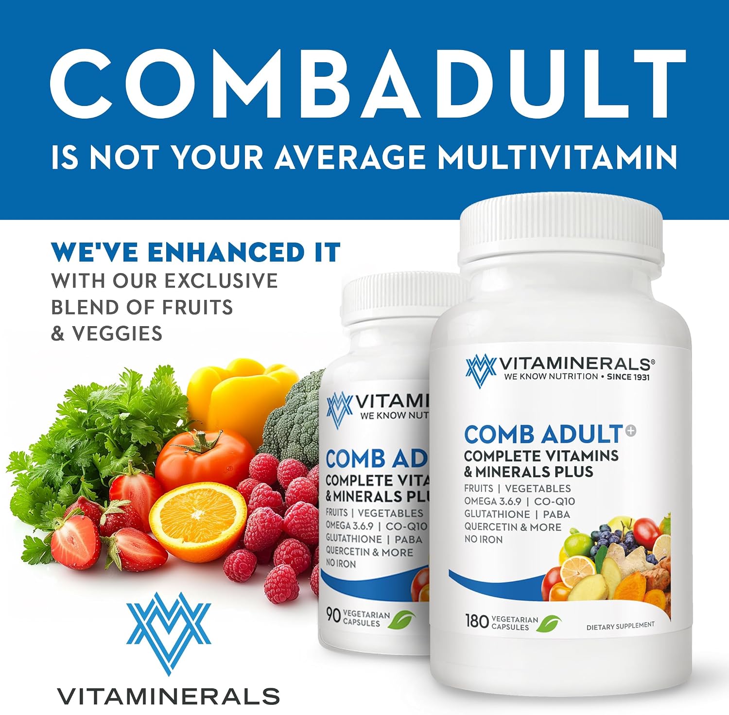 Vitaminerals CombAdult Comprehensive Vitamin & Mineral Formula (180 Veggie Capsules) - görsel 5