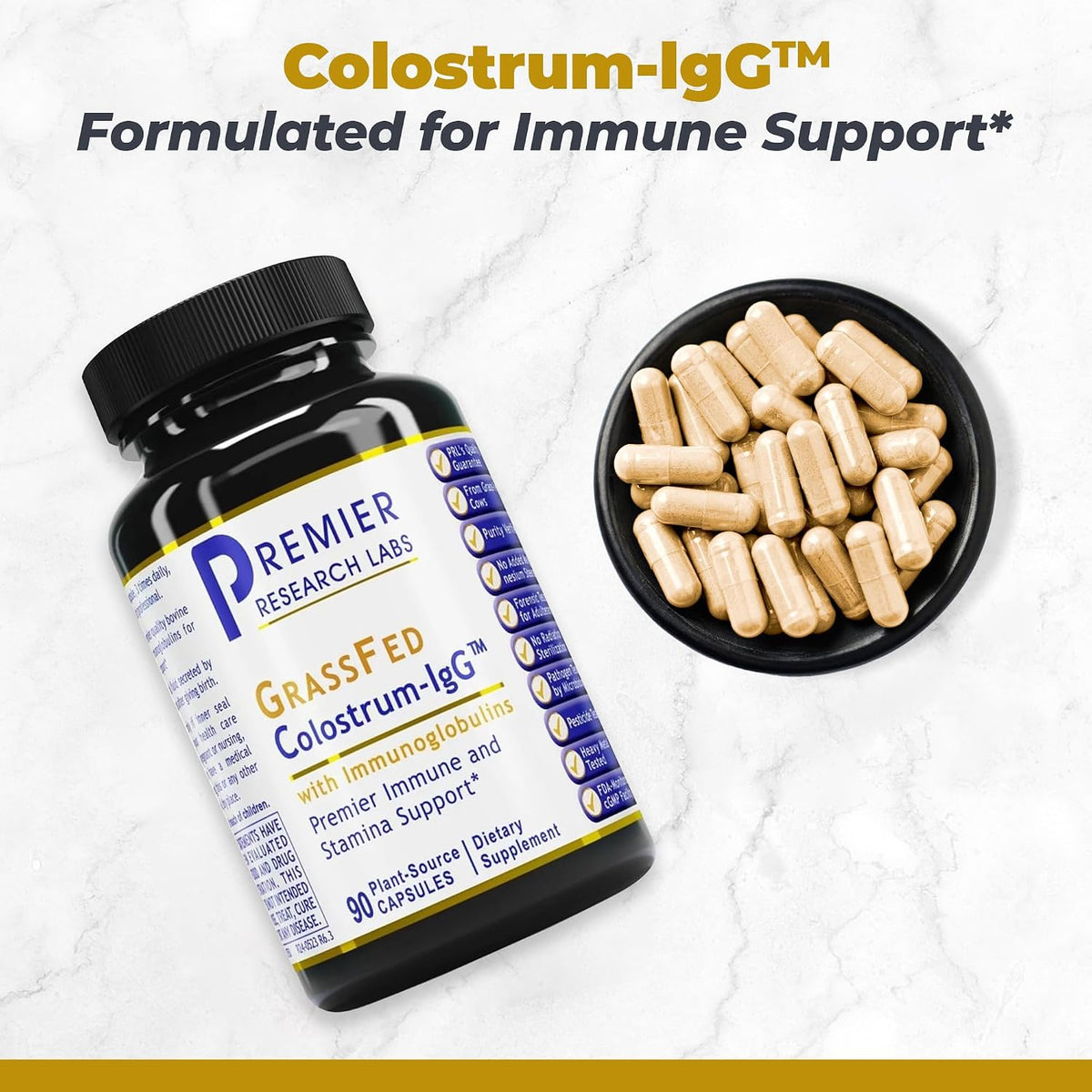 Premier Research Labs Colostrum-IgG - Grass Fed Bovine Colostrum for Immune Support & Gut Health - 90 Capsules - görsel 2