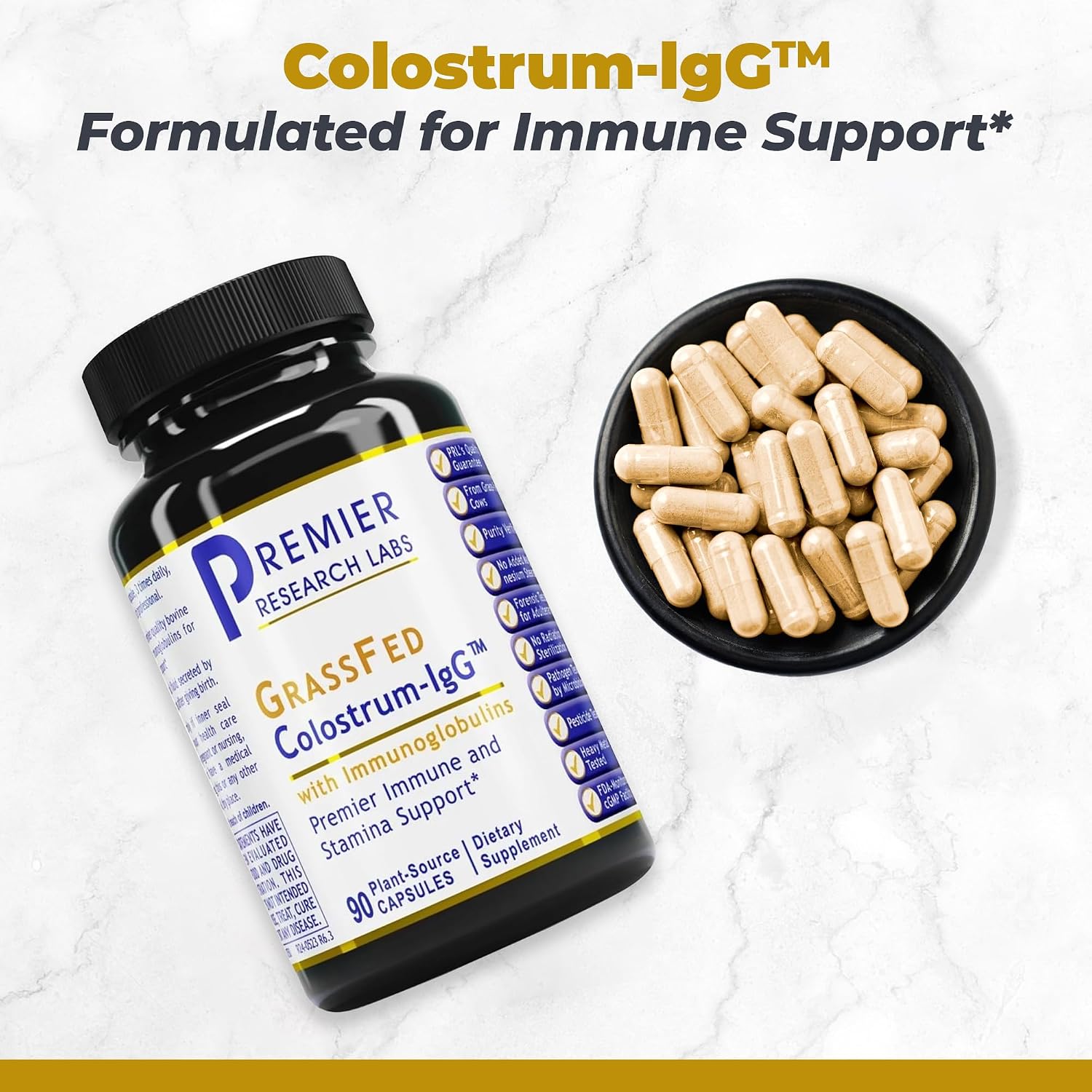 Premier Research Labs Colostrum-IgG - Grass Fed Bovine Colostrum for Immune Support & Gut Health - 90 Capsules - görsel 2