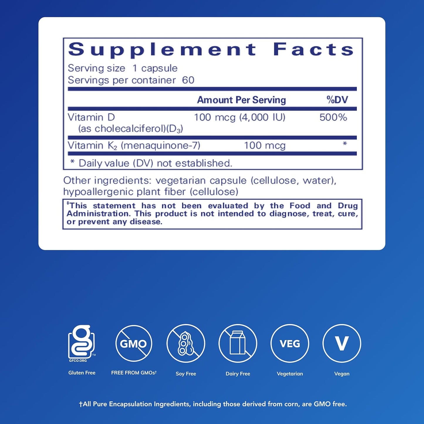 Pure Encapsulations Vitamin D3 & K2 - Bone & Vascular Health Support - Immune Function Support - Gluten-free - Non-GMO - 60 Capsules - görsel 2
