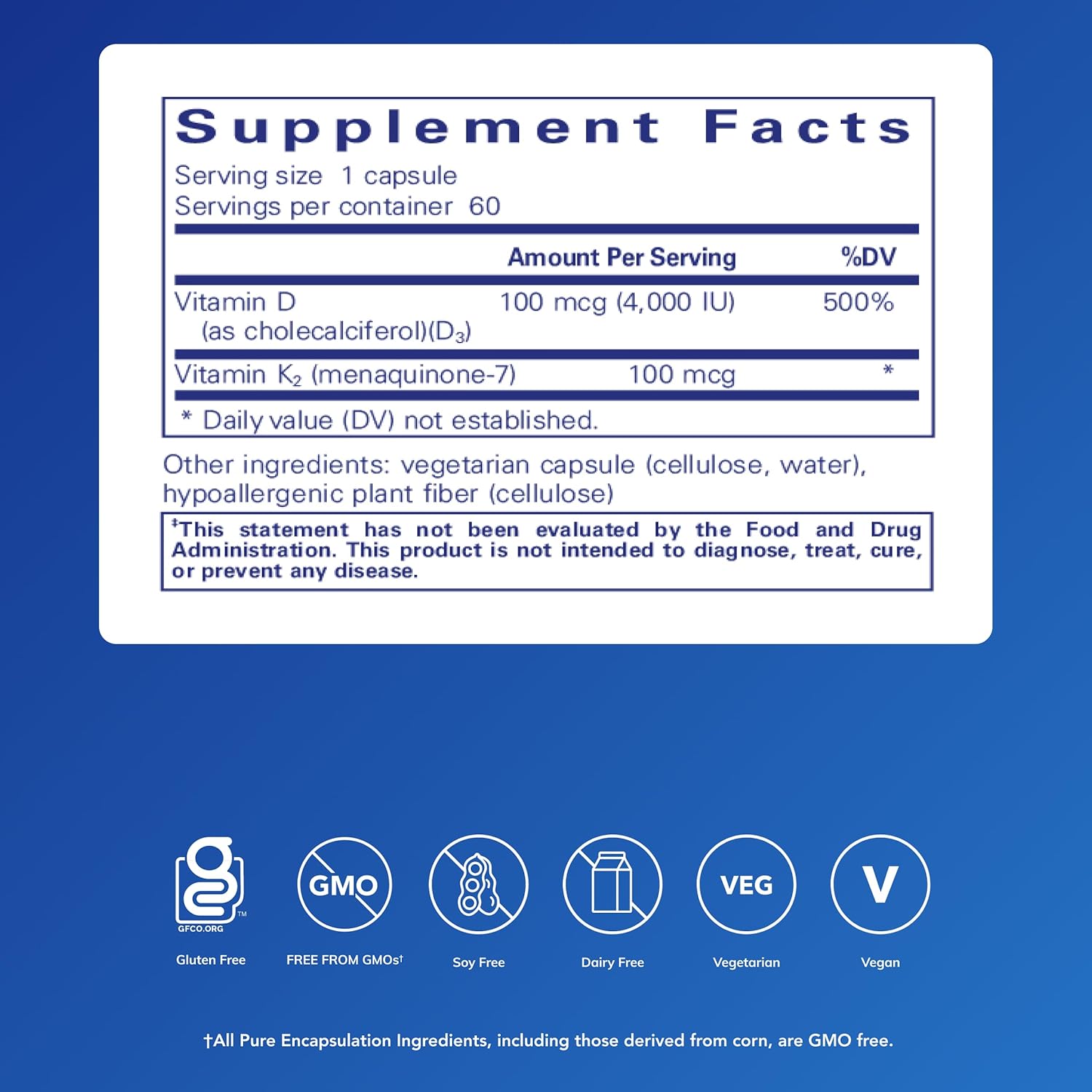 Pure Encapsulations Vitamin D3 & K2 - Bone & Vascular Health Support - Immune Function Support - Gluten-free - Non-GMO - 60 Capsules - görsel 2