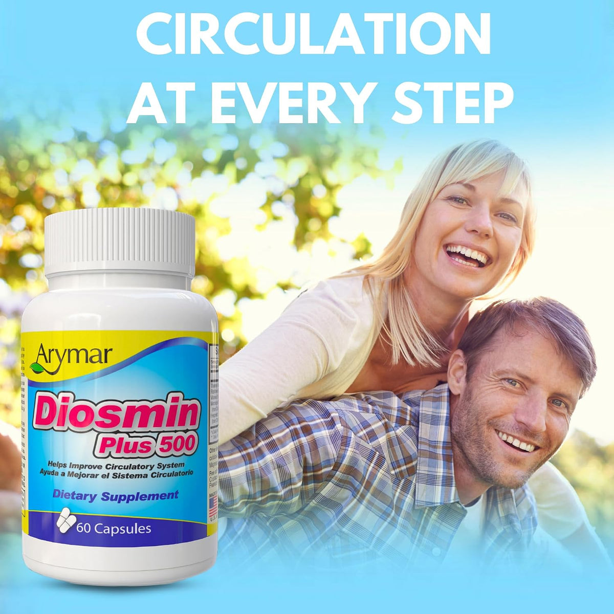 Arymar Diosmin 500mg with Vitamin B-Complex - Circulatory Formula for Leg Vein Integrity & Vascular Health, 60 Capsules - görsel 8