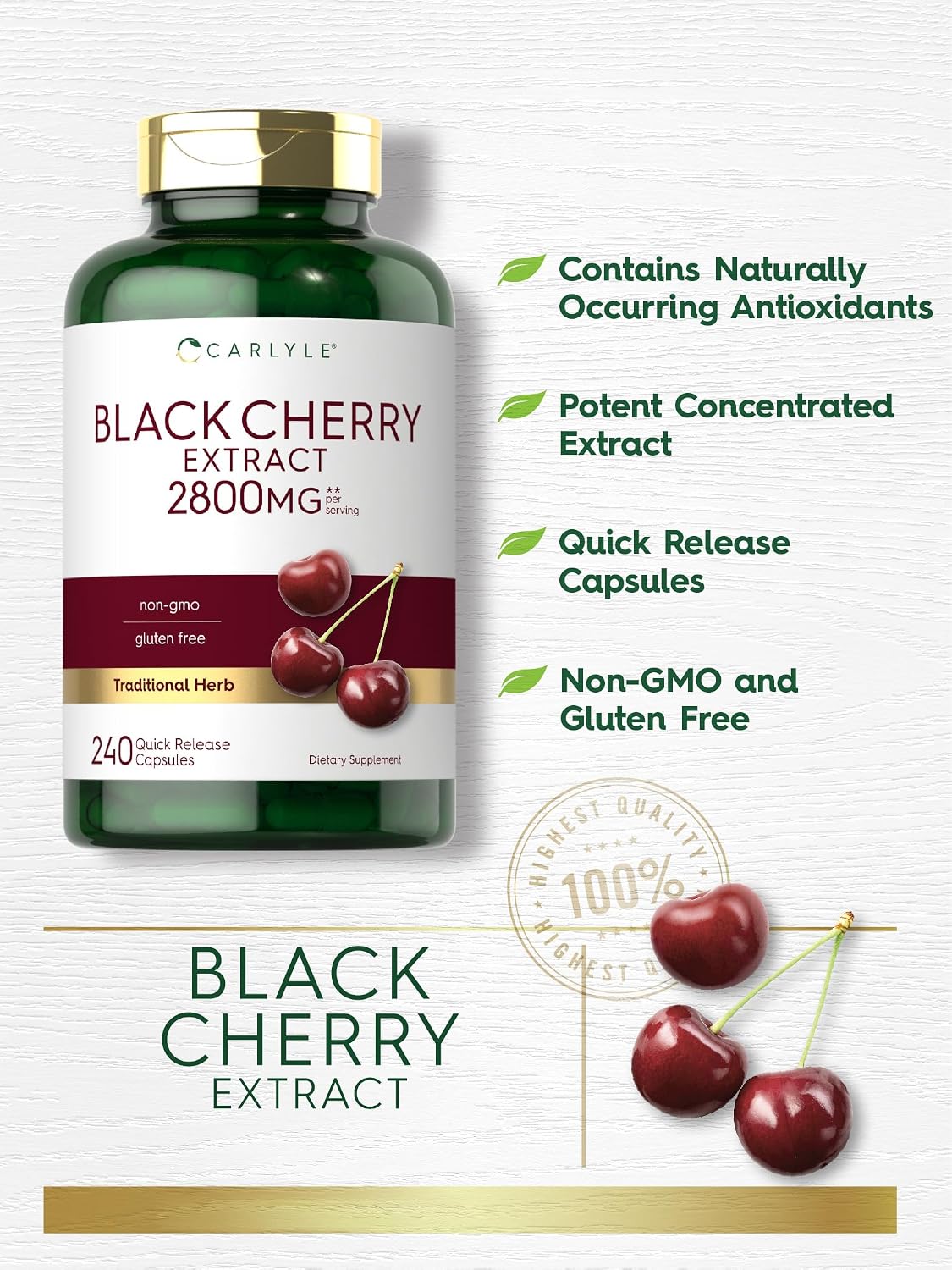Carlyle Black Cherry Extract Concentrate, 240 Capsules - görsel 3