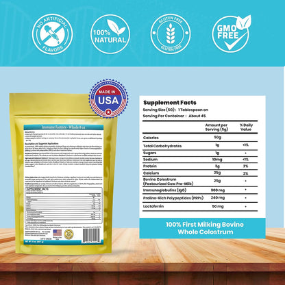 BodyBoost Colostrum Whole - 100% Bovine Colostrum Powder for Immune Support and Gut Health, Grass-Fed, 227g