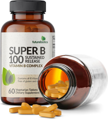 Futurebiotics Super B 100 Sustained Release Vitamin B Complex, Non-GMO, 60 Vegetarian Tablets