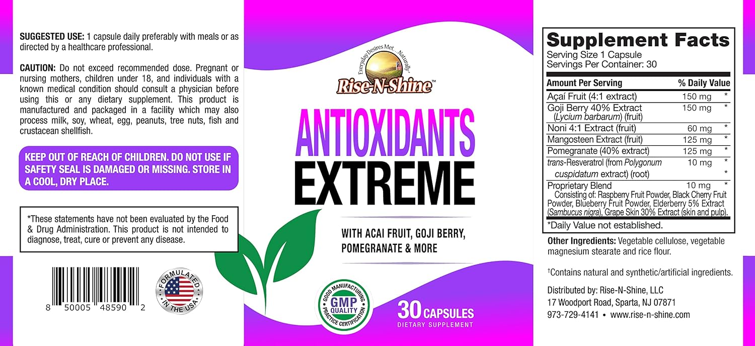 Antioxidants Extreme Supplement with Acai, Goji Berries, Noni, Mangosteen, Pomegranate, Resveratrol, Elderberry and More - görsel 3
