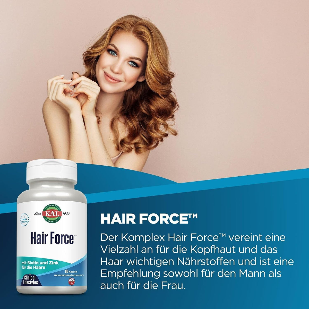 Kal Hair Force Capsules - High Potency Biotin & MSM, 60 Count - görsel 2
