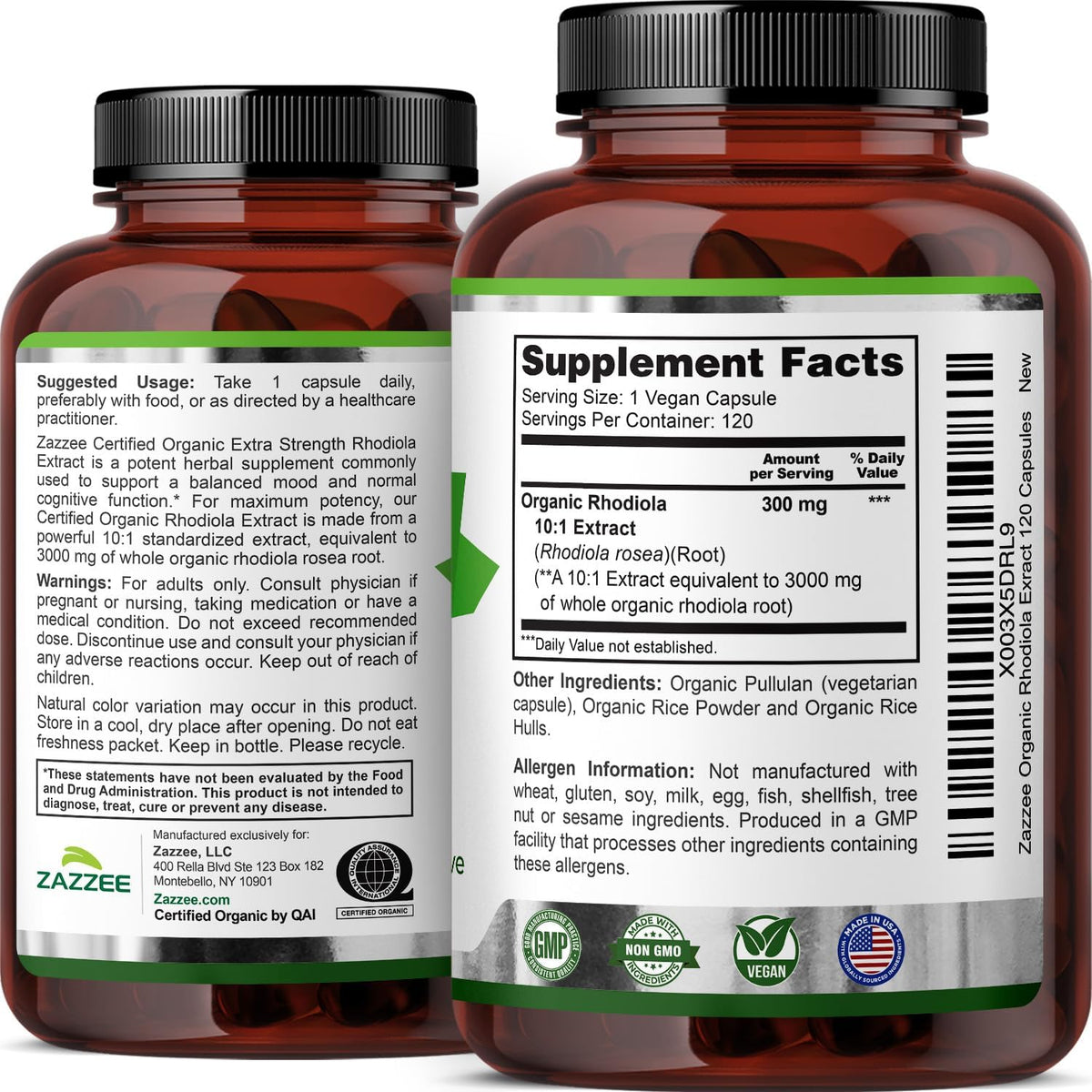 Zazzee USDA Organic Rhodiola 10:1 Extract - 120 Capsules (4-Month Supply) - görsel 8