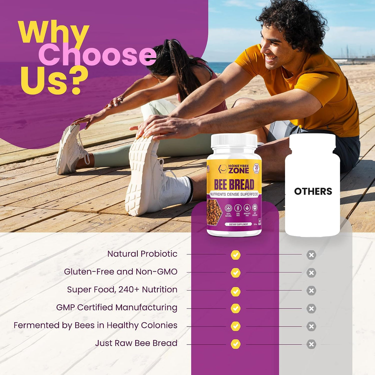 HONEYBEEZONE Bee Bread Capsules – Nutrient-Rich Superfood for Energy Boost, Immune Support Supplement | Non-GM, Gluten-Free, 60 Veggie Capsules - görsel 7