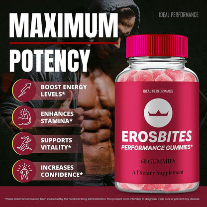 Eros Bites Gummies for Men – Maximum Strength Performance, All Natural Support for Overall Health and Wellbeing (1 Pack)