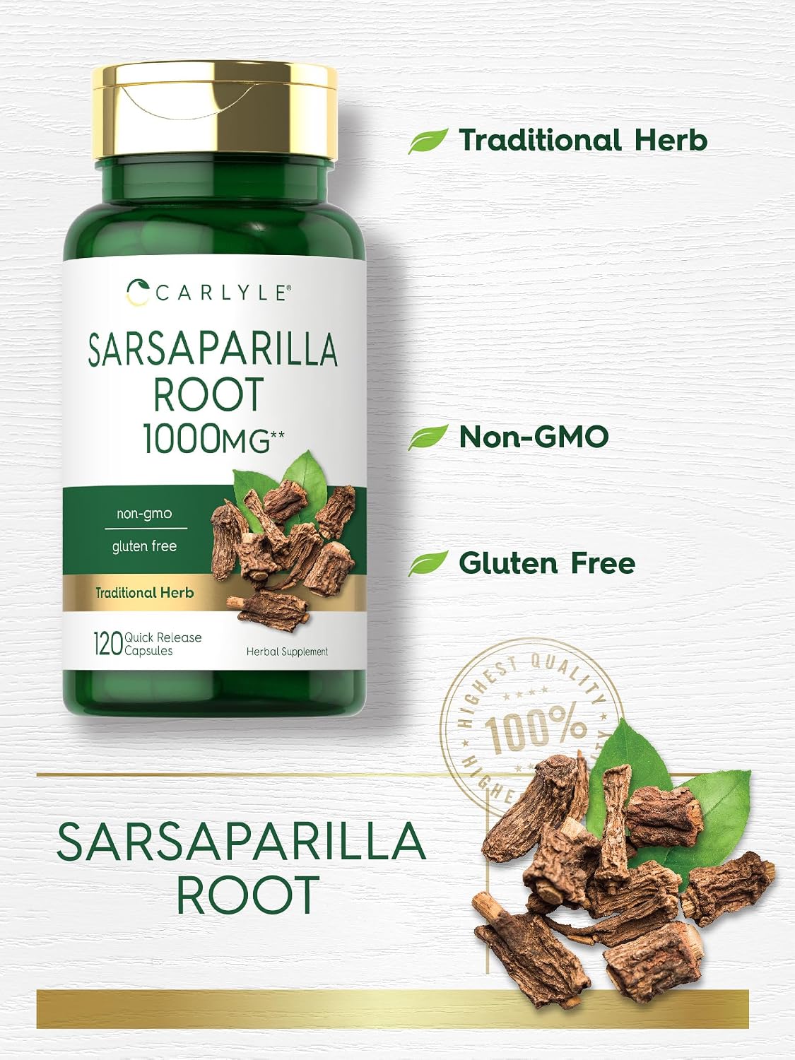 Carlyle Sarsaparilla Root Extract Supplement | 120 Capsules | Traditional Herbal Formula - görsel 3
