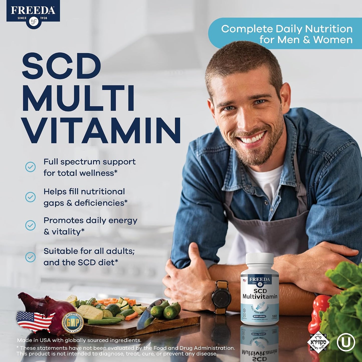 FREEDA SCD Multivitamin – Daily Multivitamin Supplement for Men & Women – SCD Legal – Vegan – 180 Capsules - görsel 2