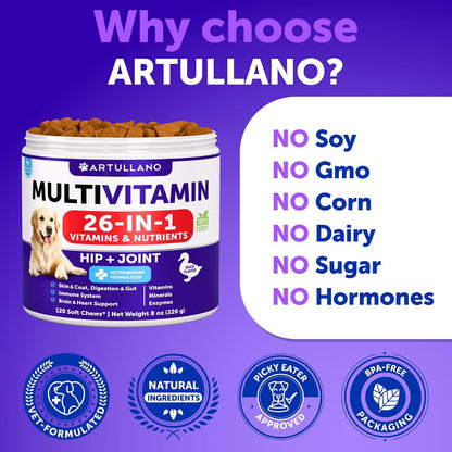 26-in-1 Dog Multivitamin Chews with Glucosamine, 120 Chews