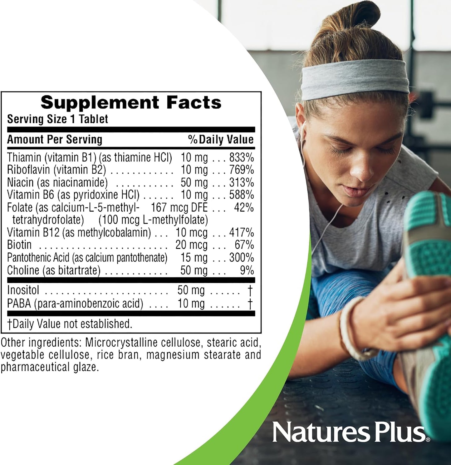NaturesPlus B-Complex with Rice Bran - 90 Tablets - görsel 5