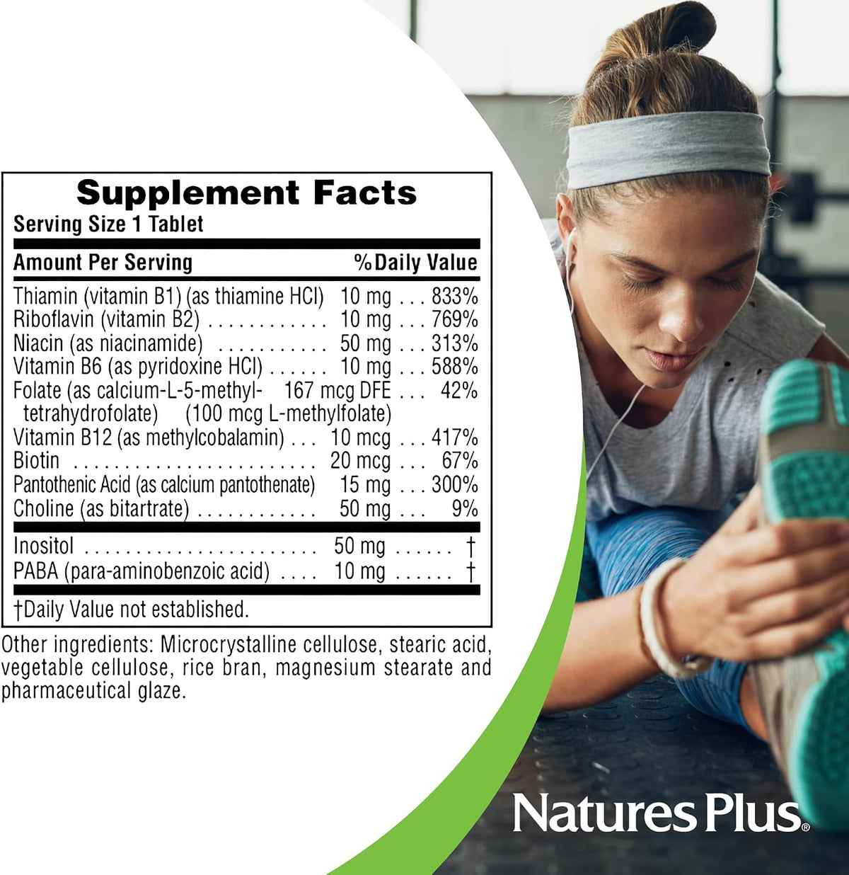 NaturesPlus B-Complex with Rice Bran - 90 Tablets - görsel 5