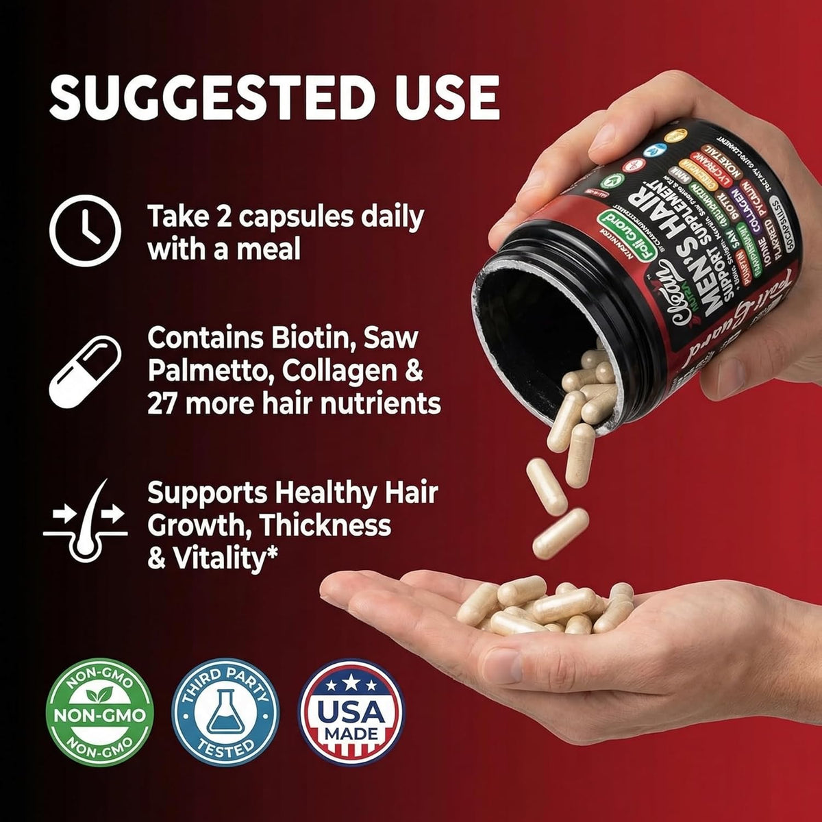 Foli Guard Hair Growth Supplement for Men with Biotin, Collagen and Saw Palmetto - görsel 6