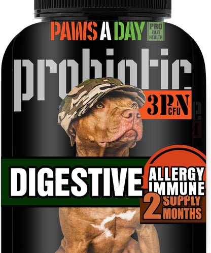 Army Soldier Owned Dog Probiotics for Yeast, Itchy Skin & Itchy Ears, Dog Allergy Support, Digestive Health, Occasional Diarrhoea & Immune Support, 3 Billion CFU, 60 Yummy Chewables