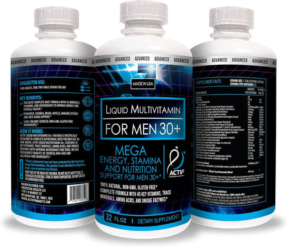 ACTIF Liquid Daily Multivitamin for Men Age 30+ with 40 Advanced Factors, Non-GMO, 946ml