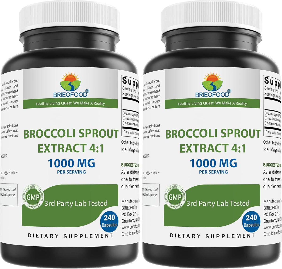 Brieofood Broccoli Sprout Extract 4:1, 1000 mg per Serving - 240 Capsules - görsel 7