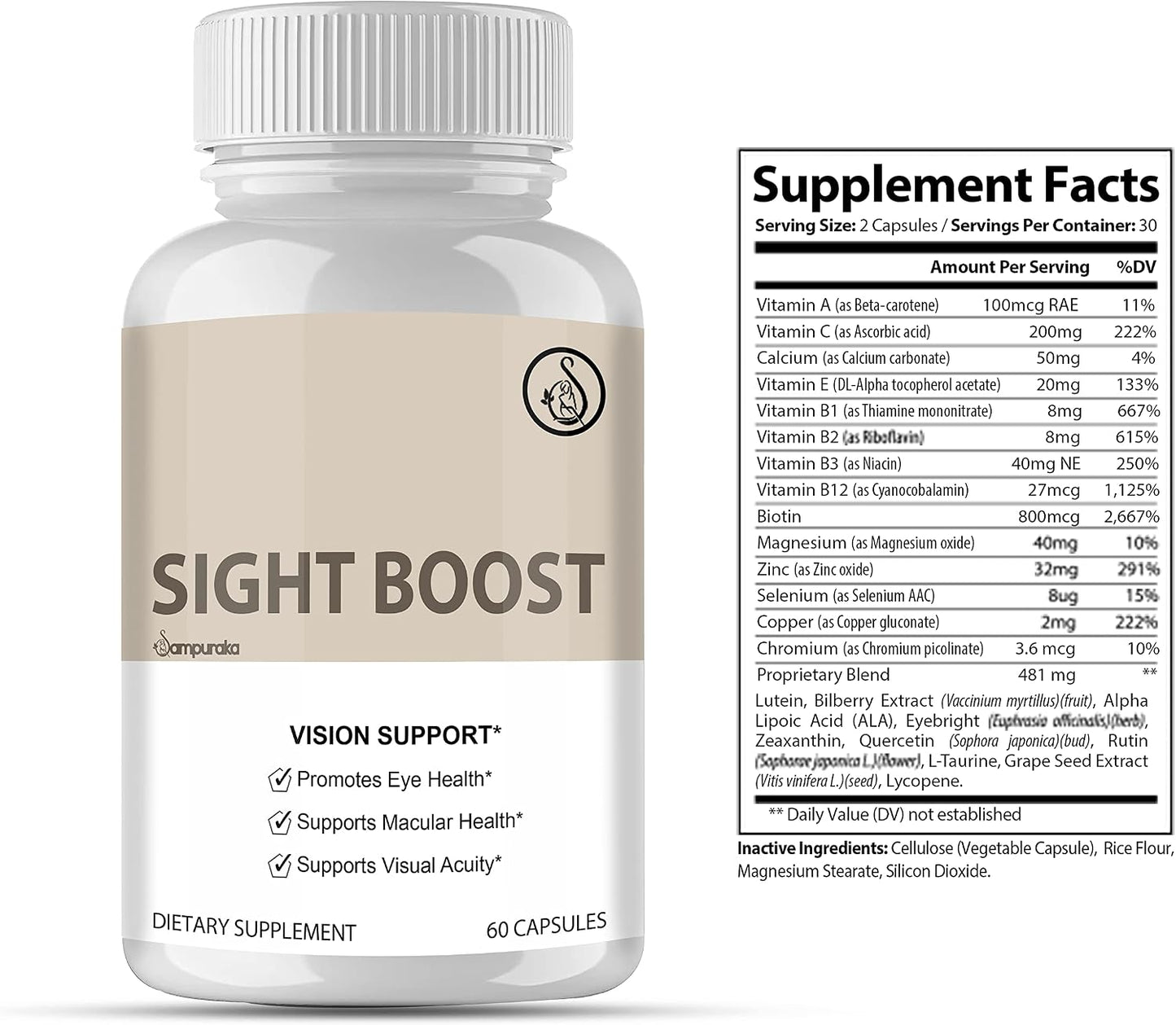 Sight Boost – Vision Care Supplement for Clear and Sharp Vision, Advanced Formula, 1 Pack – 60 Capsules - görsel 2