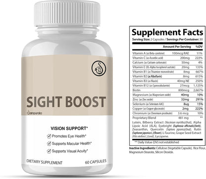 Sight Boost – Vision Care Supplement for Clear and Sharp Vision, Advanced Formula, 1 Pack – 60 Capsules