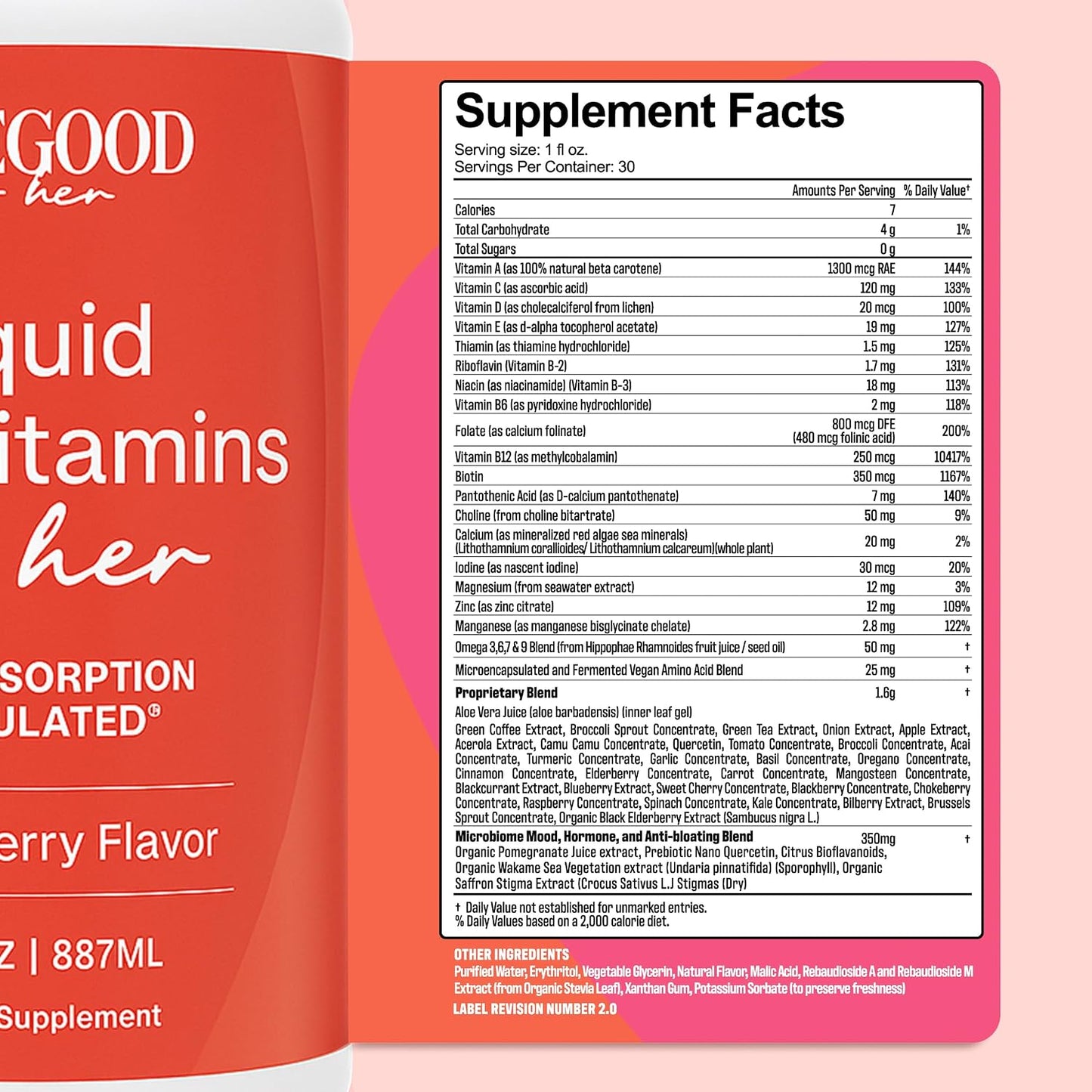 PureGood Liquid Multivitamin for Women - 70+ Nutrients, Mixed Berry, 2x900 ml - görsel 4