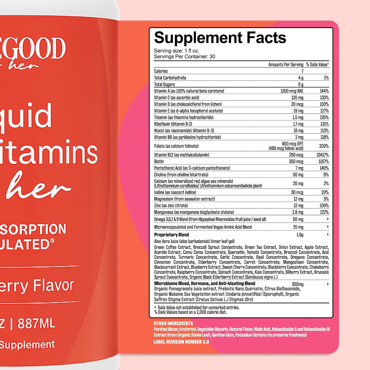PureGood Liquid Multivitamin for Women - 70+ Nutrients, Mixed Berry, 2x900 ml - görsel 4