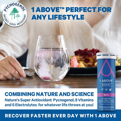 1ABOVE Jet Lag Relief Tablets - Citrus-Flavoured Effervescent Multivitamin with Pycnogenol, 20 Tablets