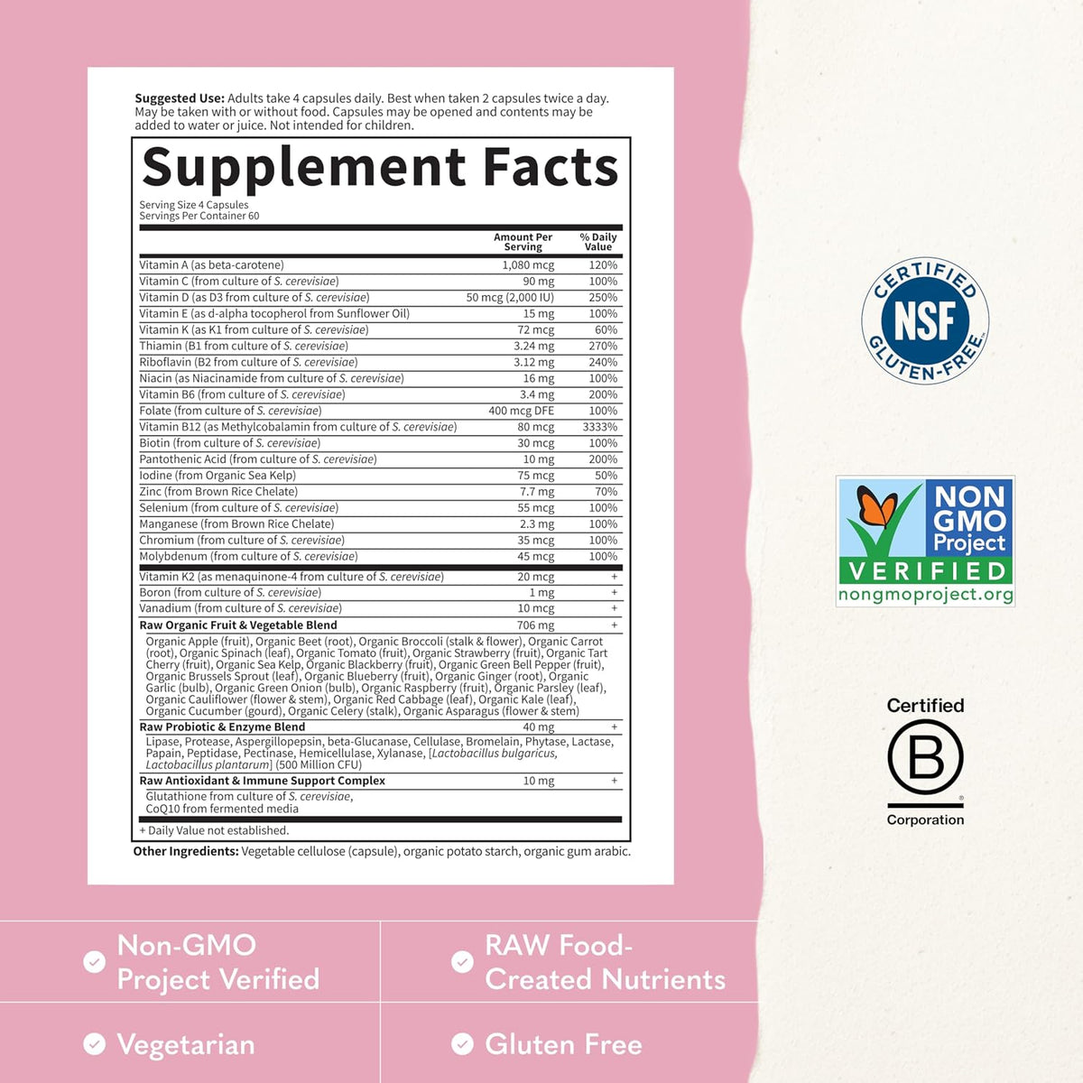 Garden of Life Vitamin Code Women 50 & Wiser Multivitamin – Whole Food with Probiotics, 240 Capsules - görsel 3