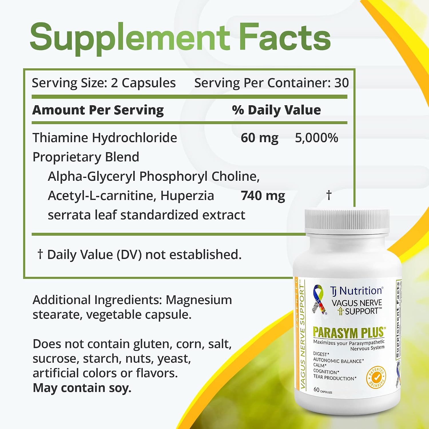 Parasym Plus Vagus Nerve Formula – Patented Digestive & Brain Supplement, 60 Capsules - görsel 2