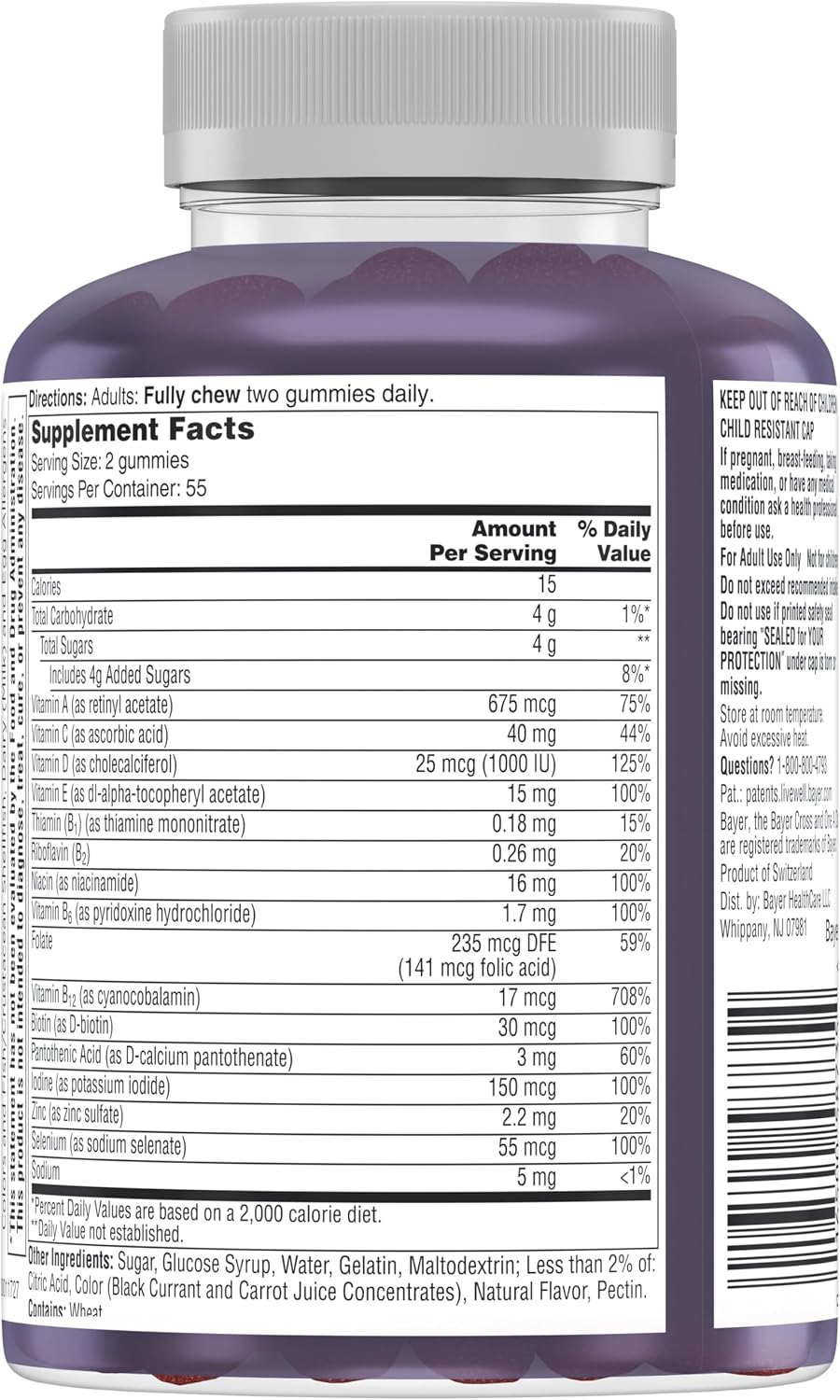 One A Day Men's 50+ Gummies, Advanced Multivitamin for Men with Brain Support and Immune Support, Vitamins for Men with Super 8 B Vitamin Complex, 110 Count - görsel 3