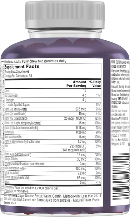 One A Day Men's 50+ Gummies, Advanced Multivitamin for Men with Brain Support and Immune Support, Vitamins for Men with Super 8 B Vitamin Complex, 110 Count