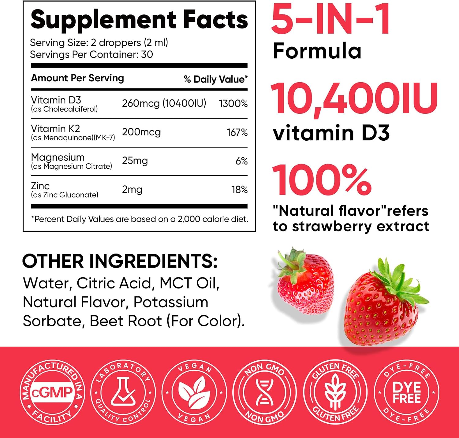 Venture Pal Vitamin D3 K2 Drops 10000 IU & 200mcg MK-7 with Magnesium and Zinc - görsel 8