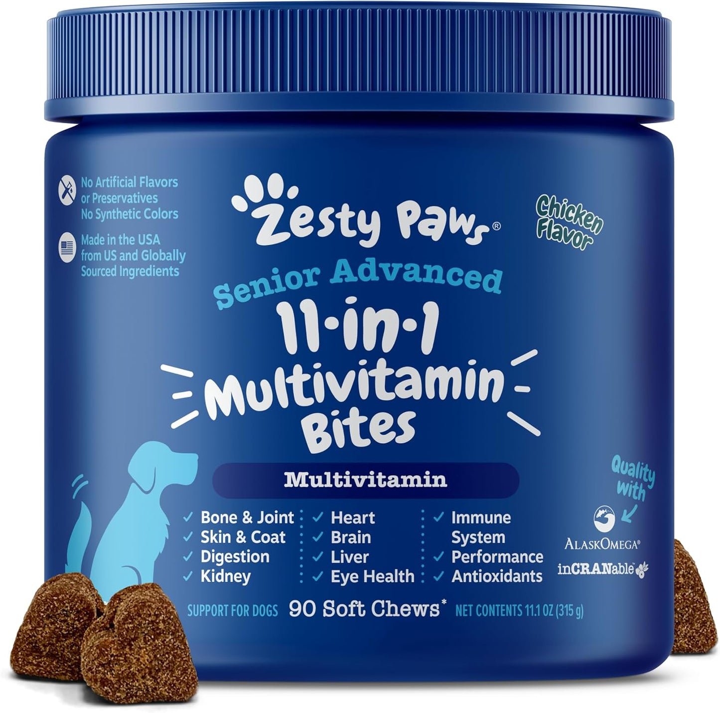 Zesty Paws 8-in-1 Bites Dog Multivitamin - Peanut Butter Flavour (50 Chews) - görsel 7
