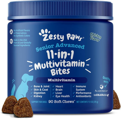 Zesty Paws NAD+ Precursor Supplement for Dogs - with Niagen - 60 Capsules