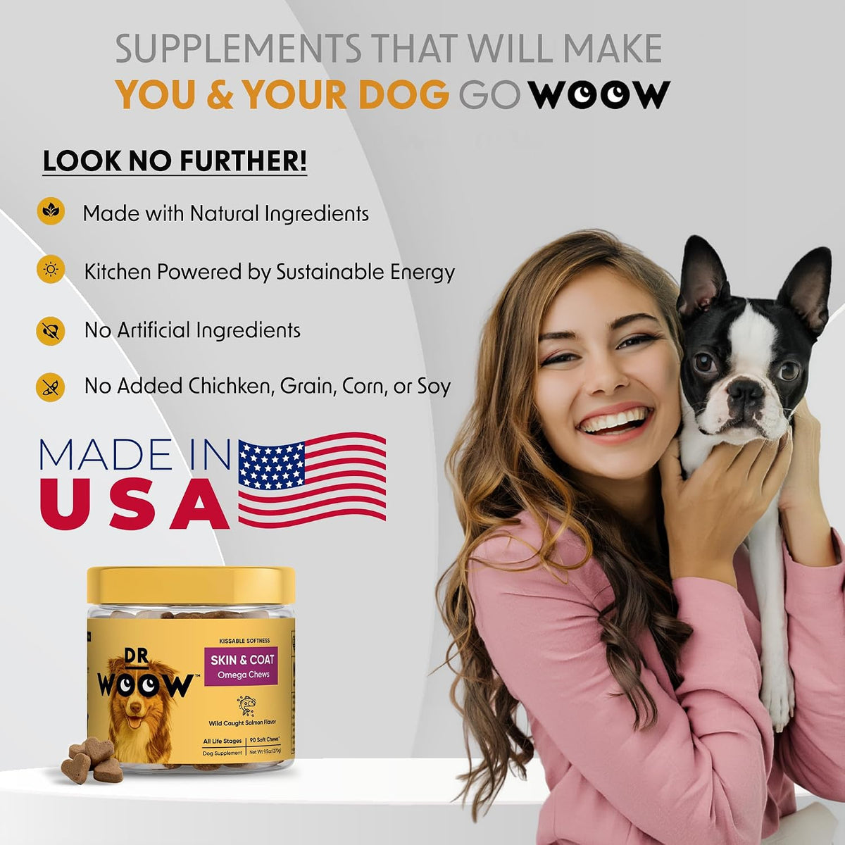 DR WOOW Omega-3 Soft Chews for Dogs – Skin & Coat Support (90 Count) - görsel 4