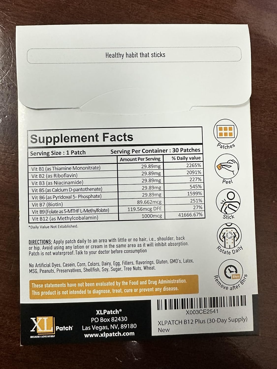 XLPATCH B12 Plus Vitamin B12 Patches - 30-Day Supply - görsel 2
