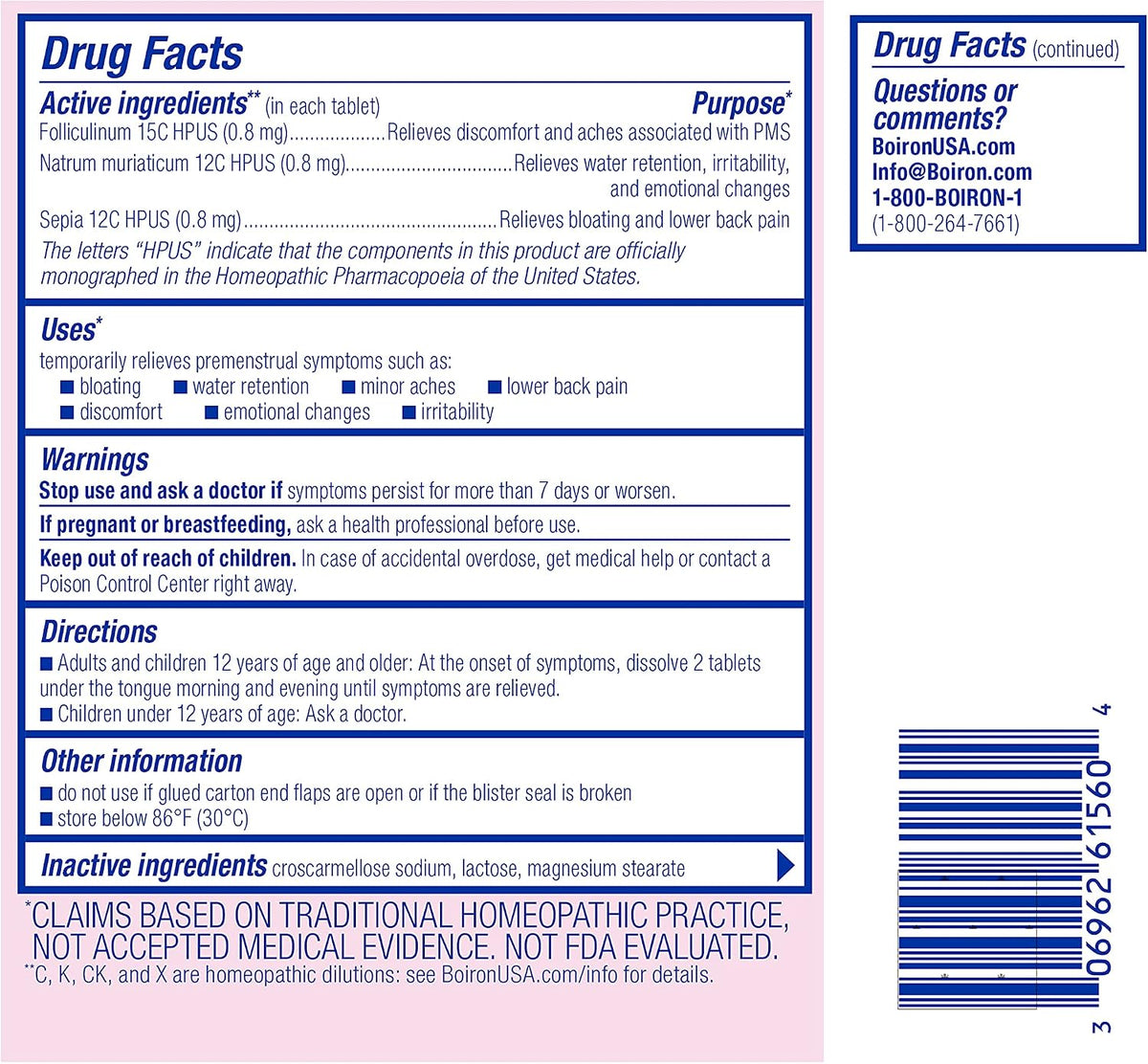 Boiron Cyclease PMS Relief Tablets - 60 Tablets - görsel 8