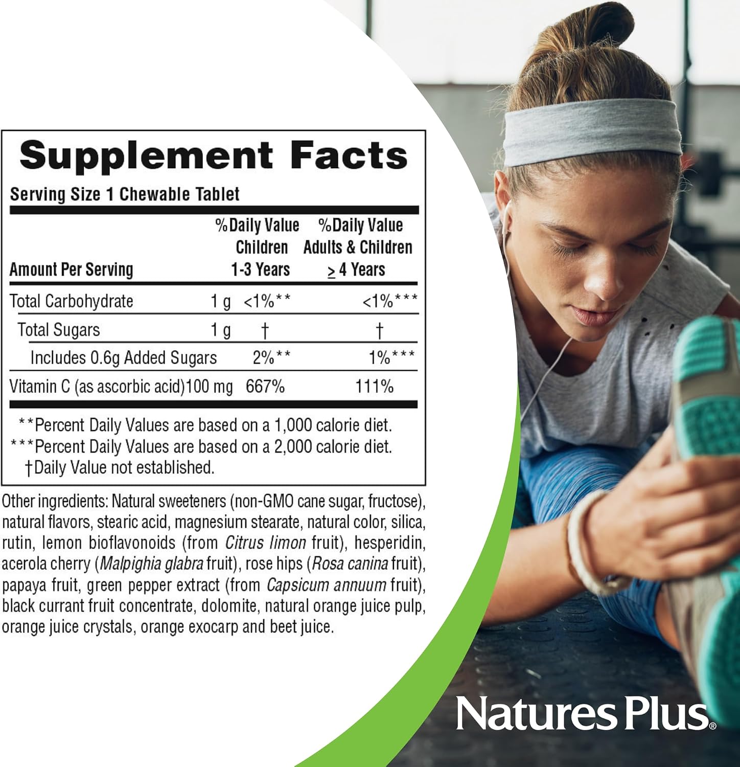 NaturesPlus Orange Juice Jr. Vitamin C Chewable Tablets – Pack of Two, 180 Chewable Tablets Each (360 Total Servings) – 100 mg – Vegetarian, Gluten-free - görsel 5