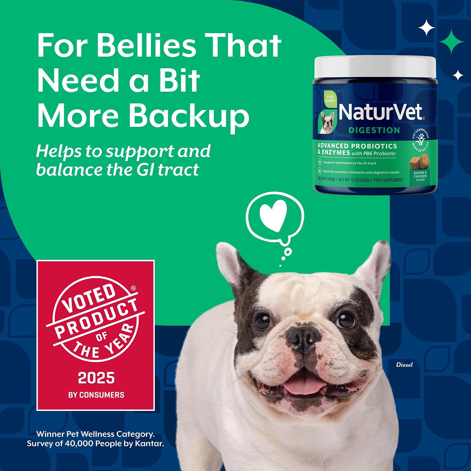 NaturVet Advanced Probiotics & Enzymes PB6 Dog Soft Chews – Hickory Smoked Bacon, 120 Count - görsel 3