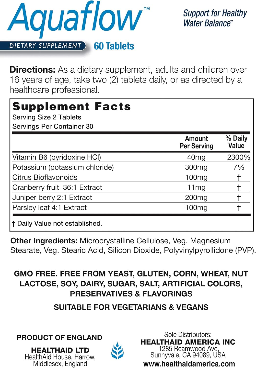 Aquaflow Water Balance Support Tablets – Traditional Botanical Blend for Fluid Balance – 60 Tablets - görsel 3