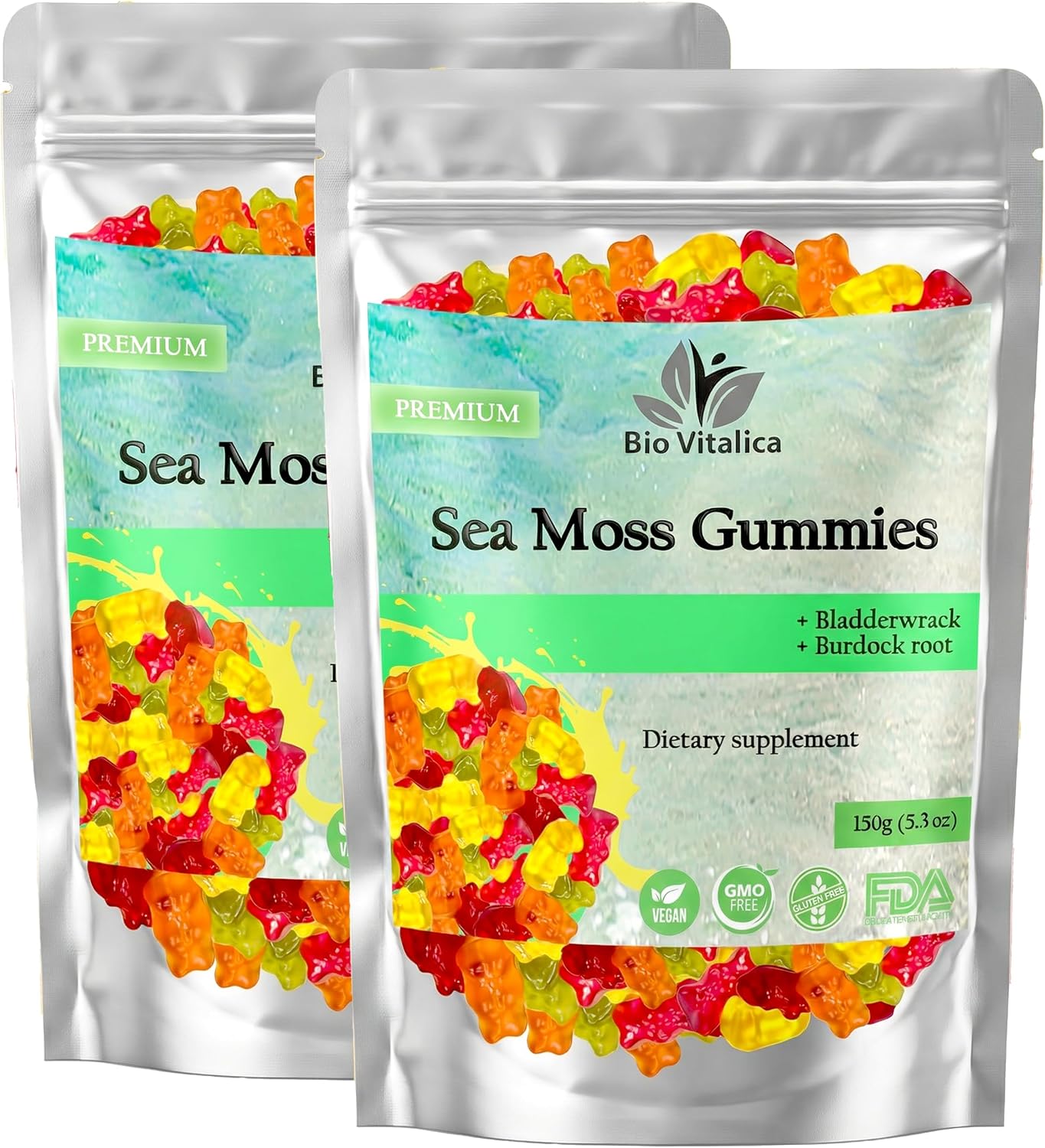Sea Moss Gummies – 92 Minerals & Immune Support – with Bladderwrack & Burdock Root – 50 Gummies (Pack of 2) - görsel 1