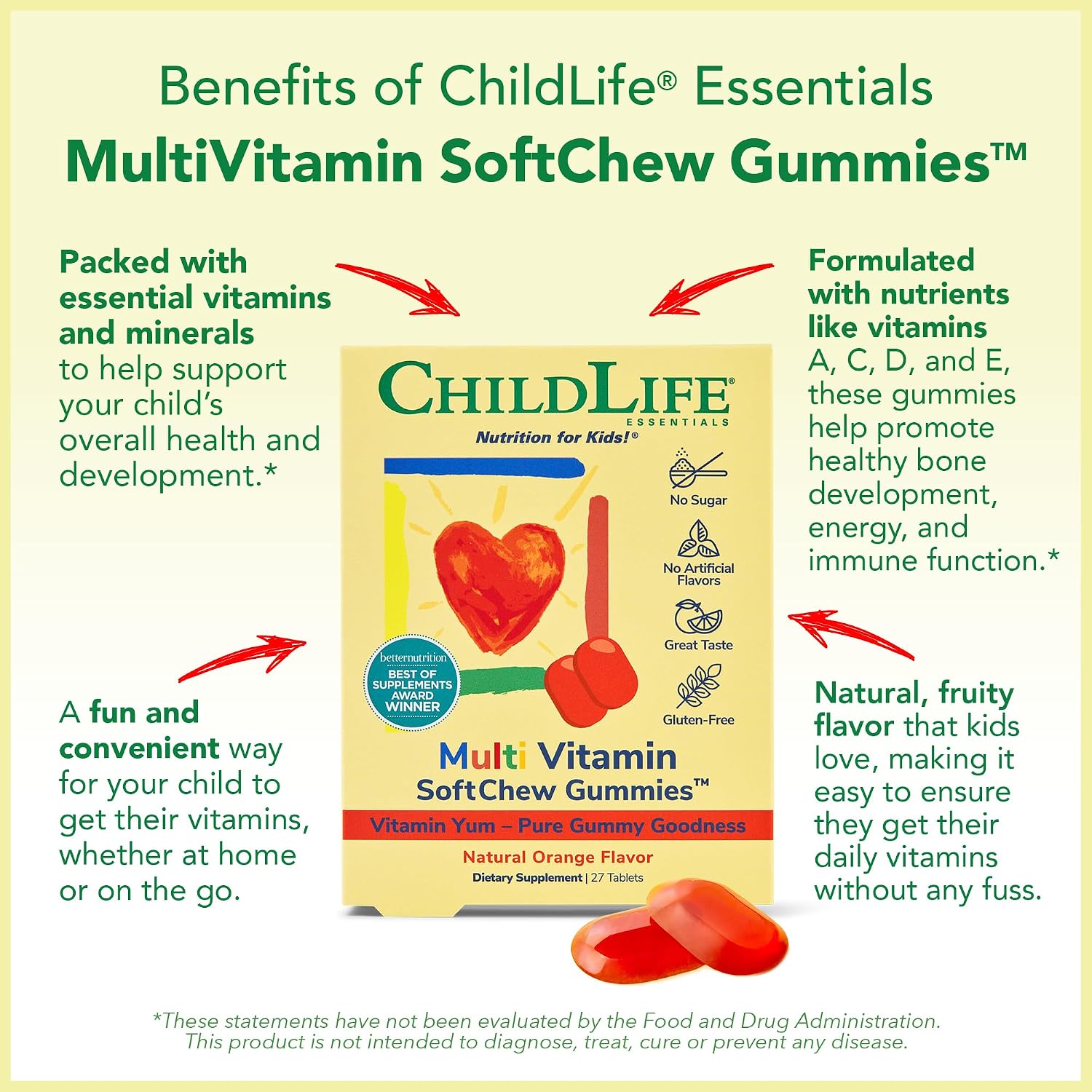 CHILDLIFE ESSENTIALS Kids Multivitamin SoftChew Gummies - Sugar-Free, Natural Orange Flavour (27 Tablets) - görsel 5