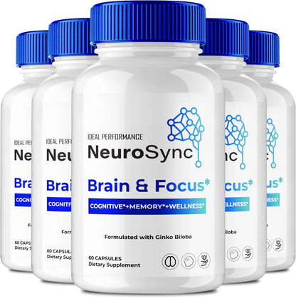Neuro Sync Capsules - Neuro Sync Advanced Formula Nootropic Supplement Capsules for Nerve and Brain Health Support, NeuroSync Brain and Focus All Natural Support (5 Pack)