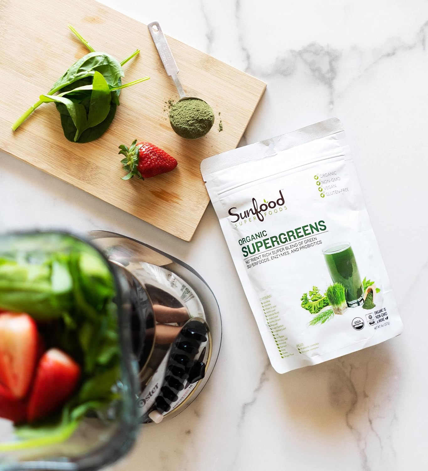Sunfood Superfoods Organic Supergreens Blend – Greens Superfood Powder, 227g - görsel 5